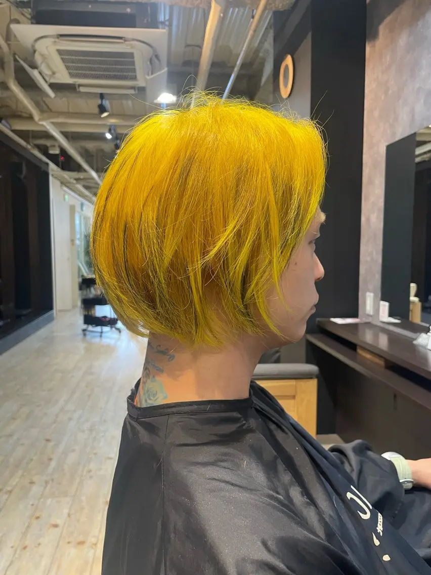 ショート カラー メンズ ダブルカラー イエローカラー cuore_ miriのヘアスタイル