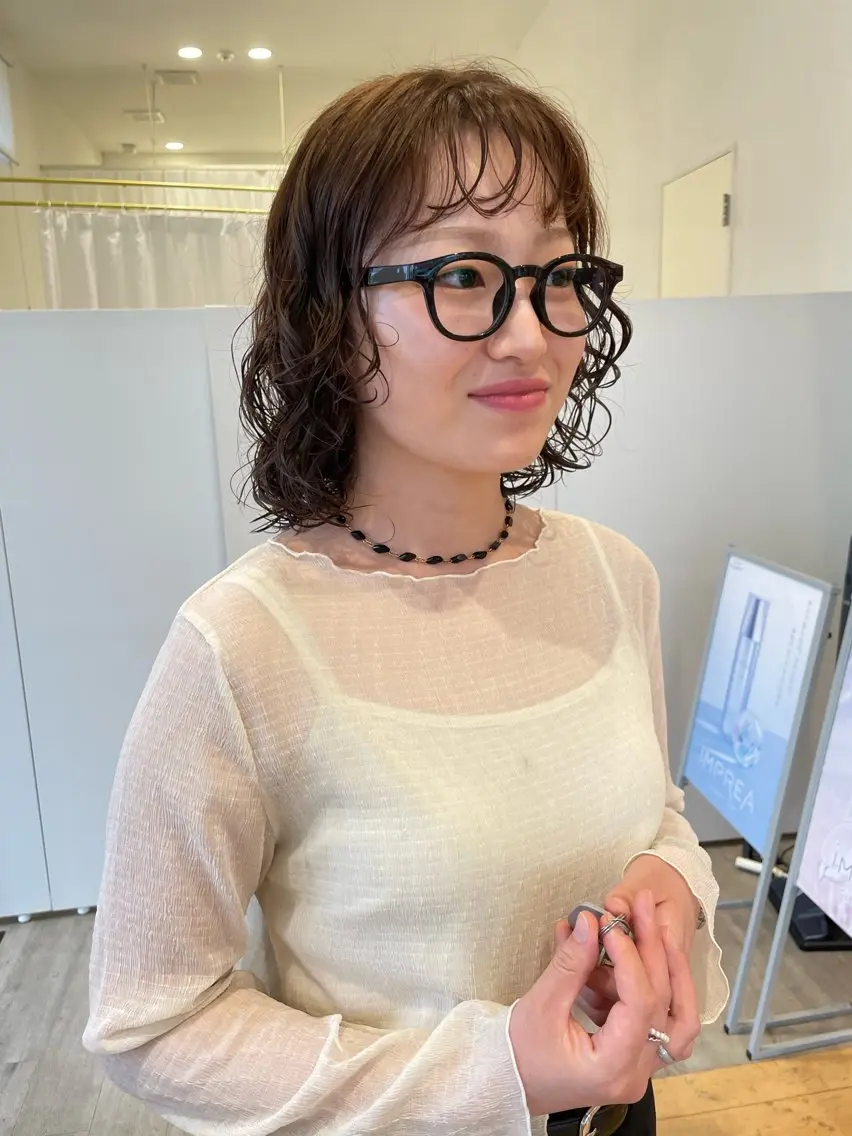 ミディアム パーマ カット パーマ 野田 カレンのヘアスタイル