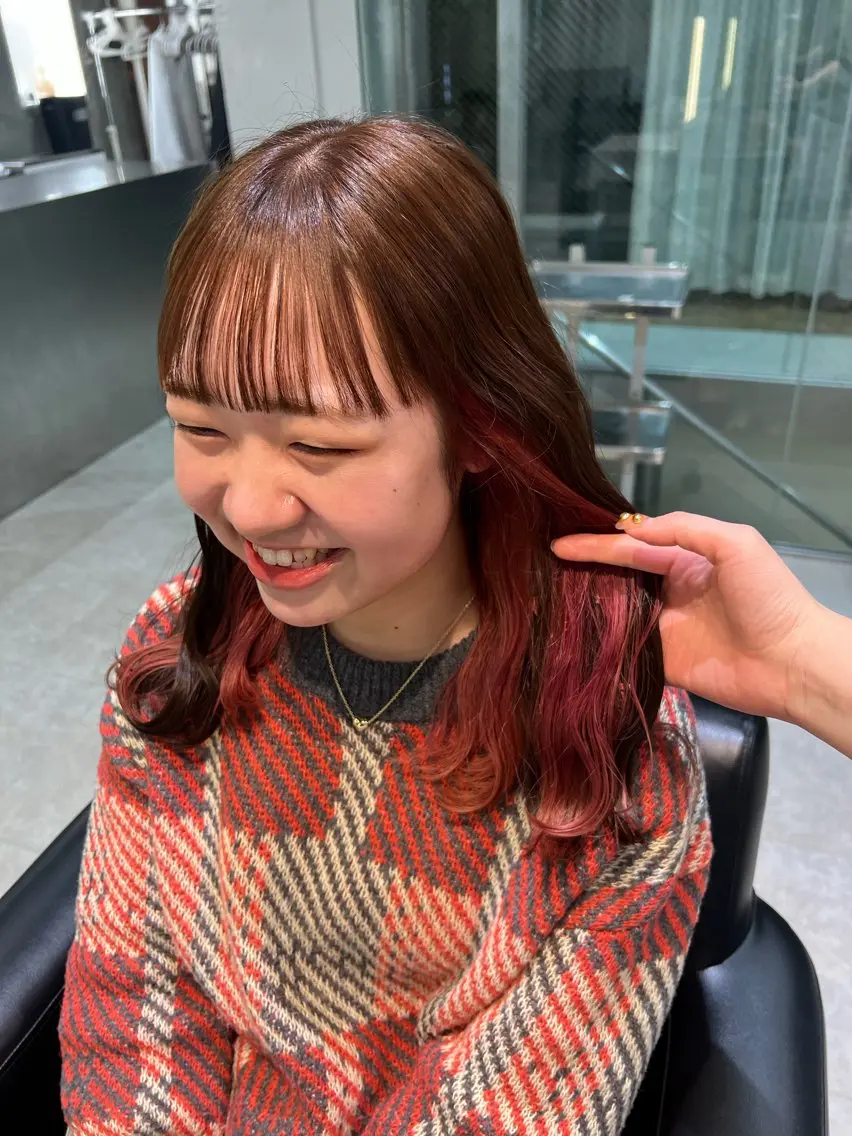 セミロング カラー イヤリングカラー ピンクカラー 🌷川崎/ボブ/ アレンジ/コトネ🌷のヘアスタイル