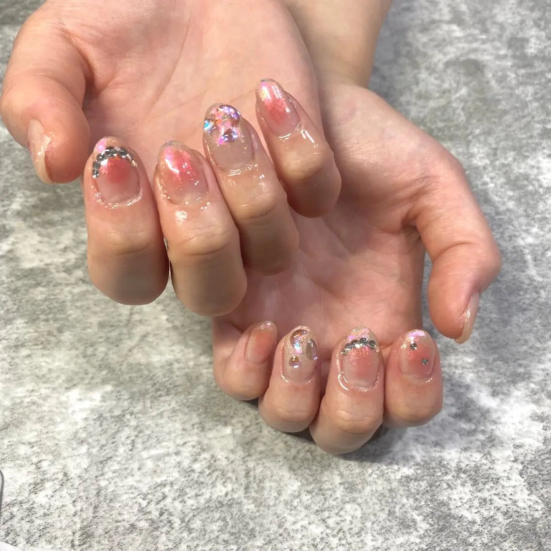 ネイル チークネイル 氷ネイル・うるうるネイル ハンドネイル ★Rinail... .のネイルデザイン