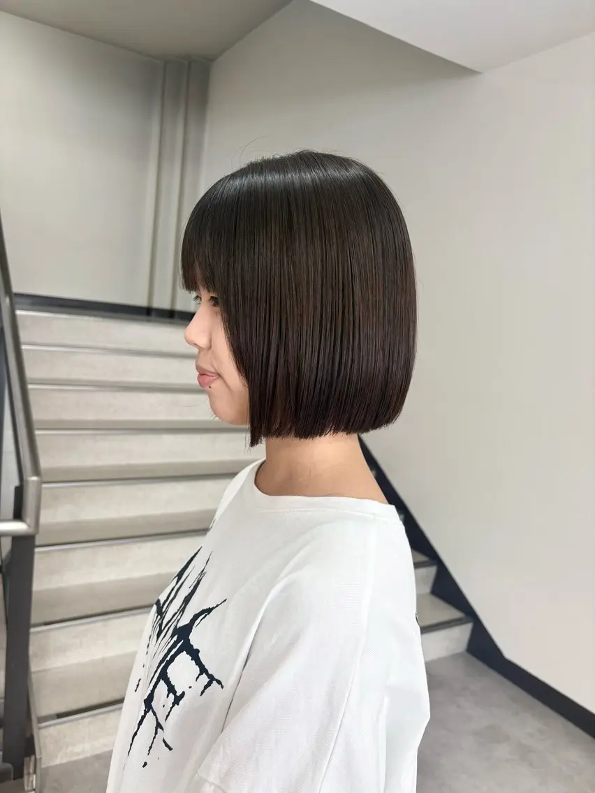 ショート ボブ 縮毛矯正 カット 縮毛矯正 トリートメント 🌷【暖色艶カラー】 shiori🌷のヘアスタイル