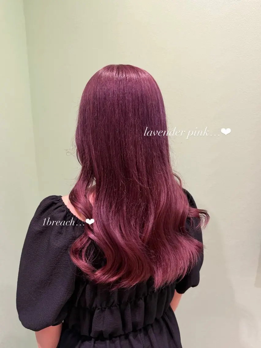 ロング カラー ブリーチ ラベンダーカラー ラベンダーピンク ピンクカラー カット ヘアカラー エクステ🎀 暖色カラー🎀amiのヘアスタイル