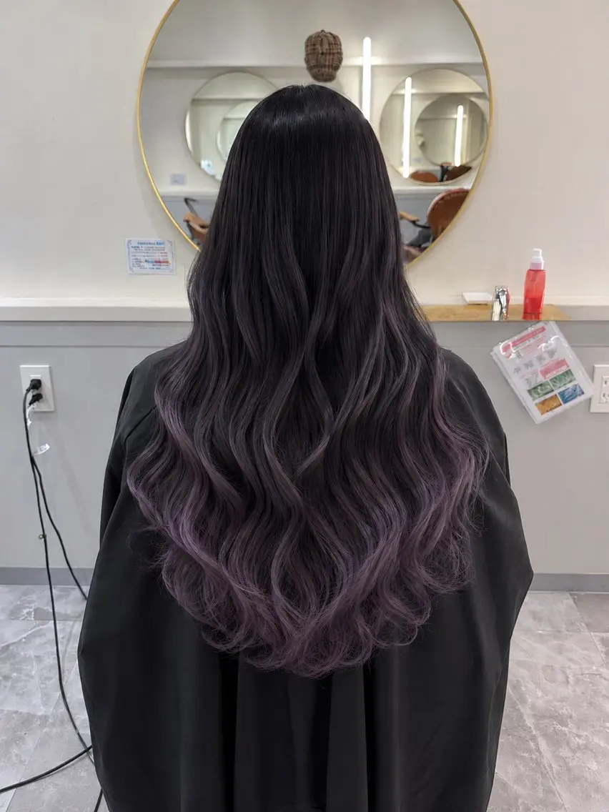 ロング カラー 透明感カラー グラデーションカラー ラベンダーカラー ヘアカラー 藤原暖 ／カラーモデル募集のヘアスタイル