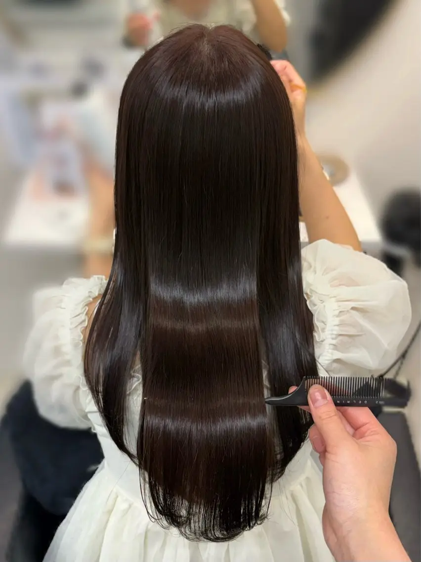 ロング 縮毛矯正 カット 縮毛矯正 𝜗𝜚cocoro 韓国𝜗𝜚のヘアスタイル