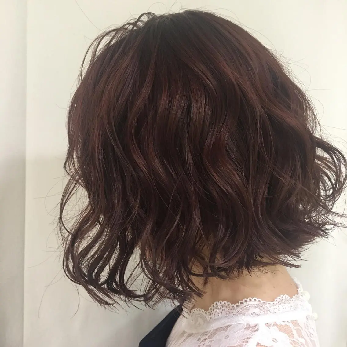 ミディアム カラー ヘアアレンジ ラベンダーカラー ラベンダーピンク ピンクカラー ボブ きむえり/髪質改善 /うねり広がり改善のヘアスタイル