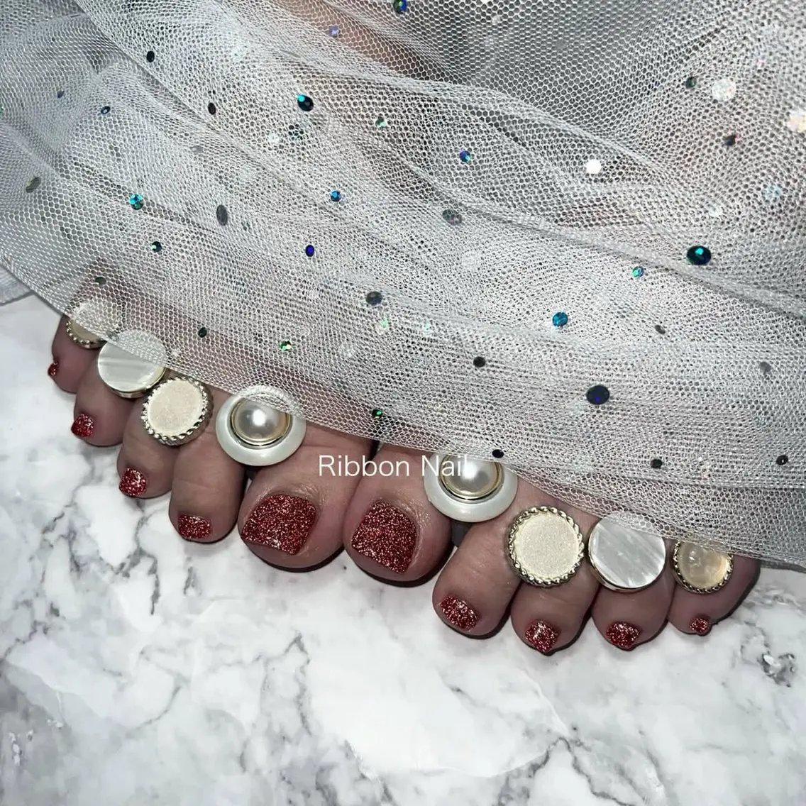 ネイル ボルドー フラッシュネイル Nail Ambra Fusamiのネイルデザイン