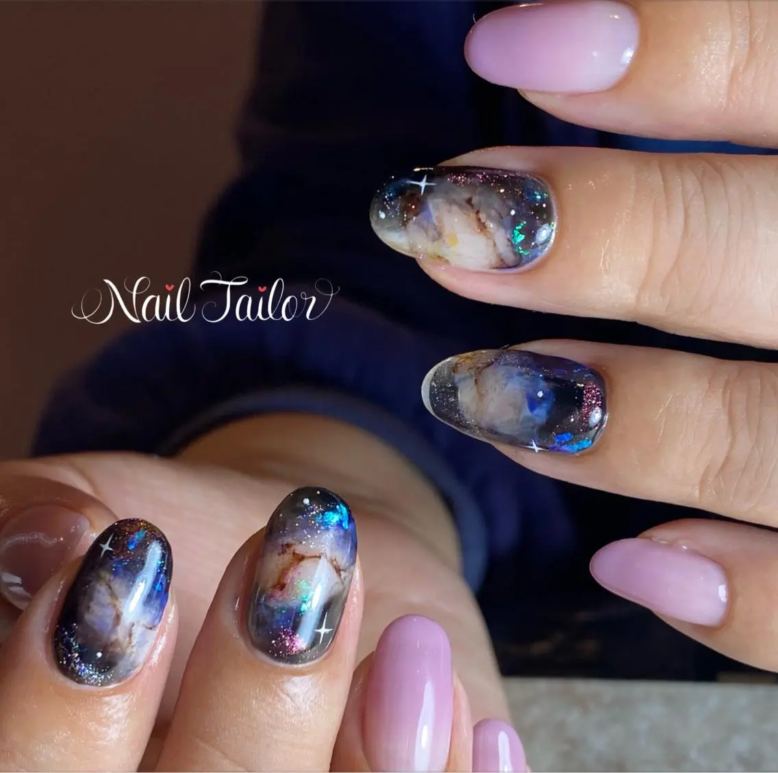 ネイル クリアネイル 長さ出し ジェルネイル グラデーション マグネットネイル ハンドネイル NailTailor ネイルテイラーのネイルデザイン