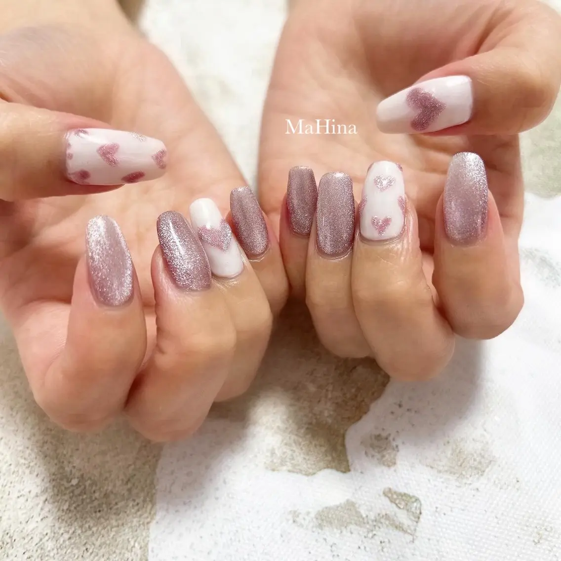 ネイル ハート マグネットネイル バレンタイン Le Vernis MaHina・まひなのネイルデザイン