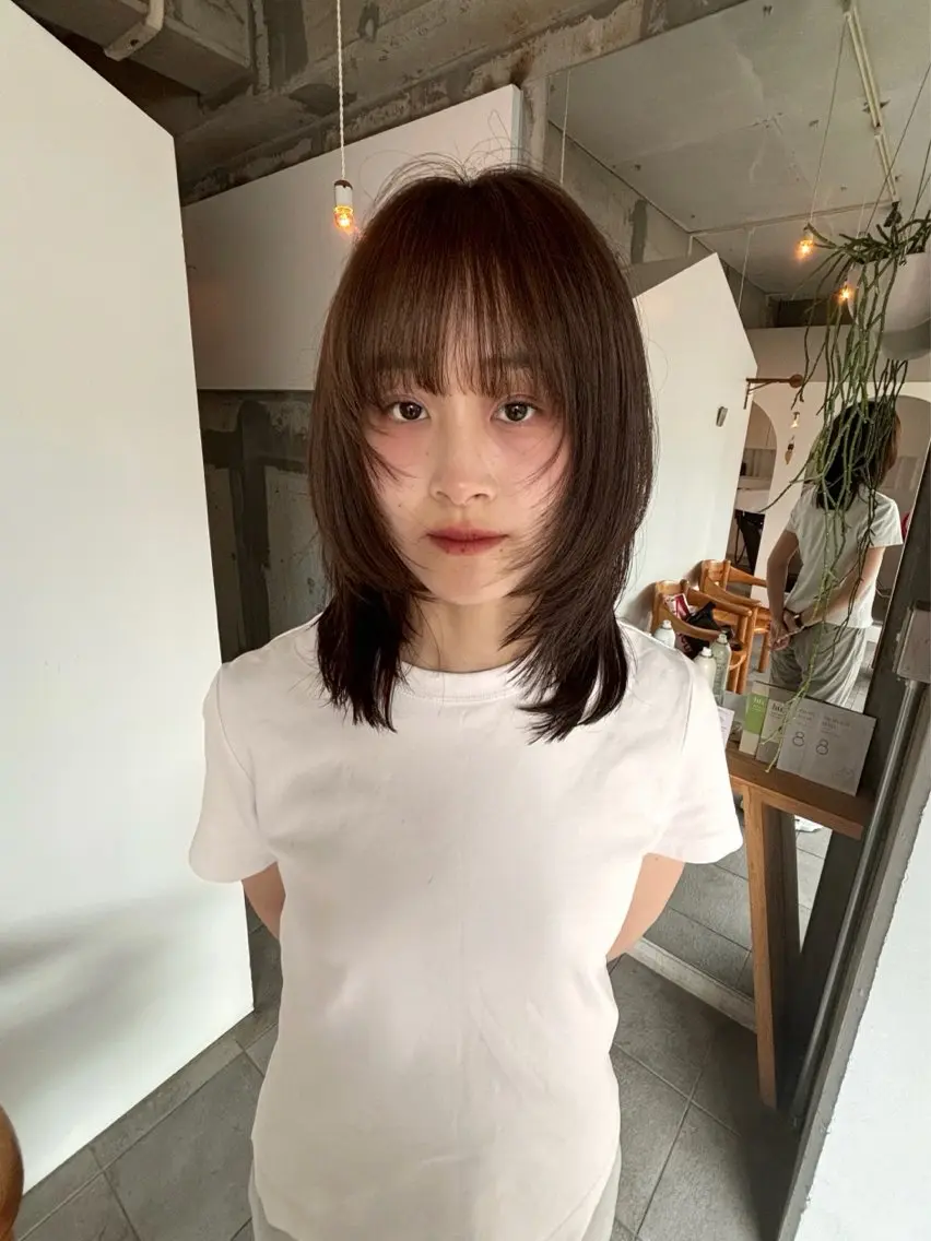 ミディアム カラー デザインカット 韓国風ヘア レイヤーカット mirai/レイヤー ボブ/デザインのヘアスタイル