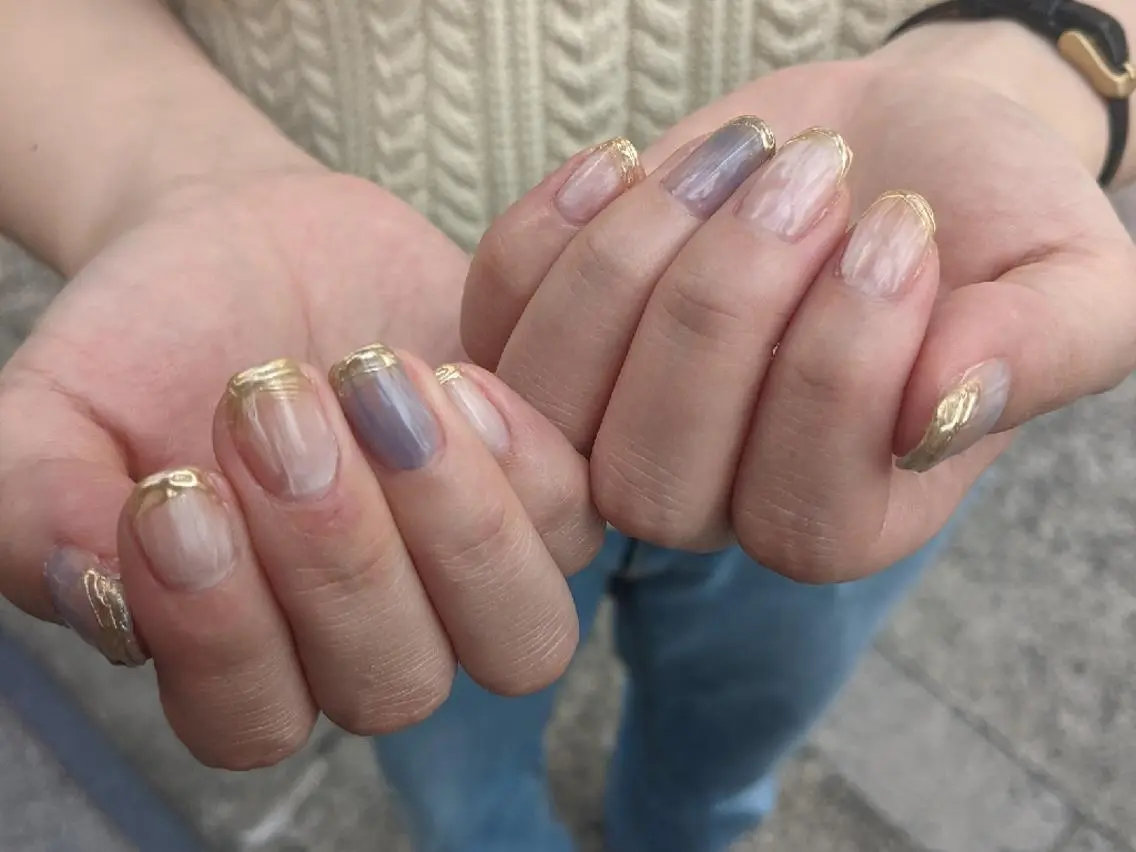 ネイル ブルー ハンドネイル shimizu yuuのネイルデザイン