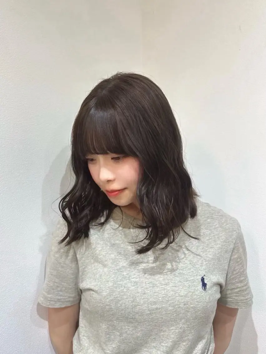 ミディアム ヘアカラー トリートメント 透明感カラー🫧 🍒久留米美容室のヘアスタイル