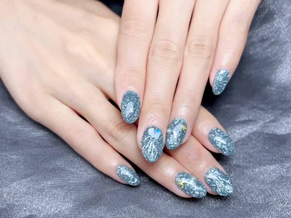 ネイル ハンドネイル H3 Nail Tsuki🦋💙のネイルデザイン