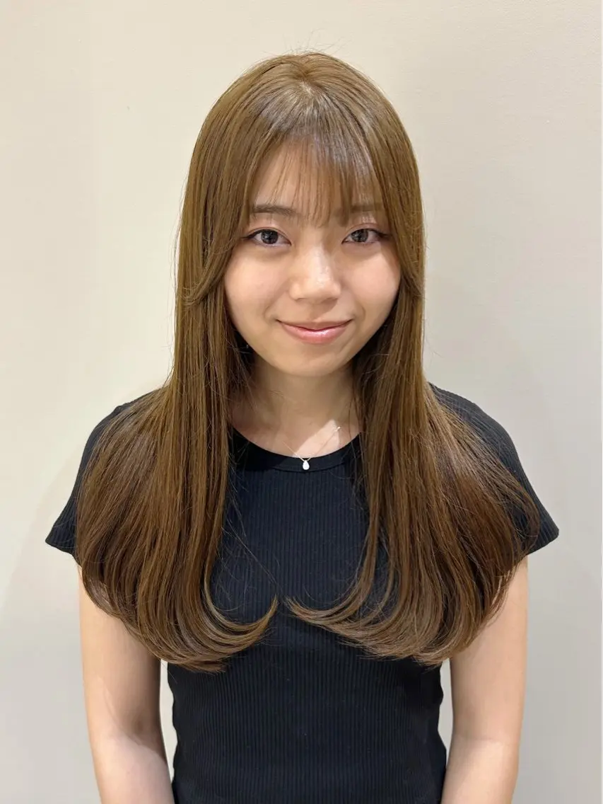 ロング カラー 透明感カラー くびれヘア 髪質改善 韓国風ヘア レイヤーカット カット ヘアカラー レイヤーカット☆顔ま わりカット*田村りおのヘアスタイル