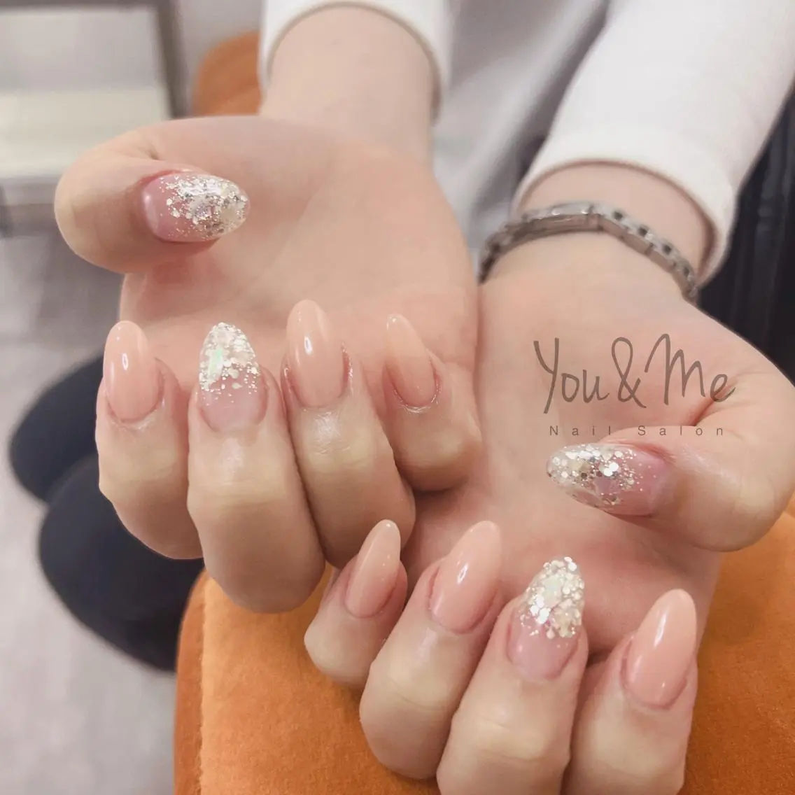 ネイル アートネイル フラッシュネイル フレンチネイル ジェルネイル ガラスフレンチ You&Me Yukiのネイルデザイン