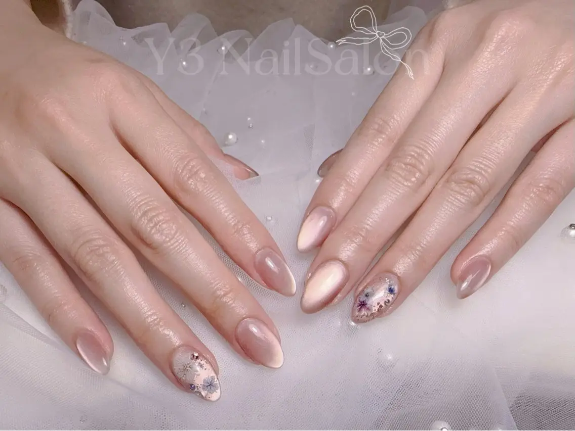 ネイル アートネイル マグネットネイル ピンク 春ネイル ハンドネイル Y3 NailSalonのネイルデザイン