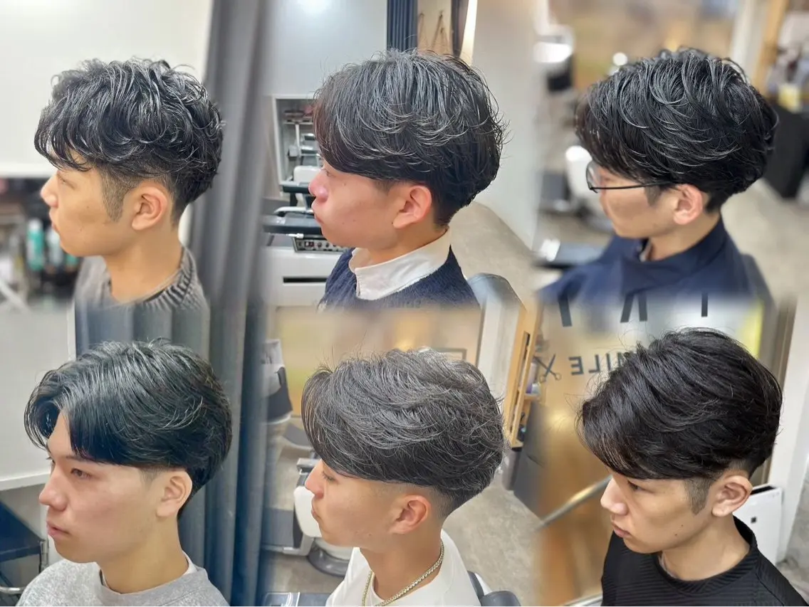 ショート パーマ メンズ センターパート メンズパーマ 佐々木 優人のヘアスタイル