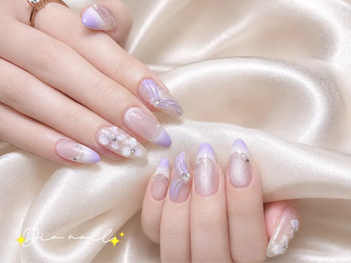 ネイル フットネイル 韓国ネイル レース マグネットネイル ニュアンスネイル ハンドネイル Dia nail サロンのネイルデザイン