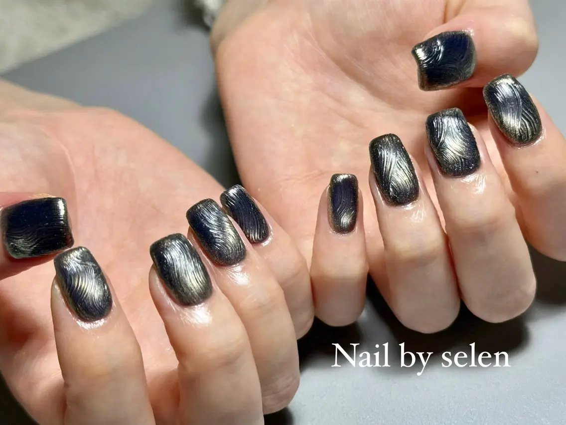 ネイル アートネイル オーロラネイル ジェルネイル グラデーション マグネットネイル ハンドネイル Nail by selenのネイルデザイン