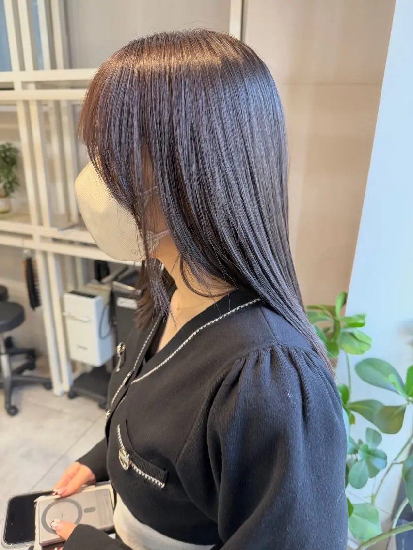セミロング ラベンダーベージュ カット ヘアカラー トリートメント ✨透明感カラー 恵比寿HAYATO✨のヘアスタイル