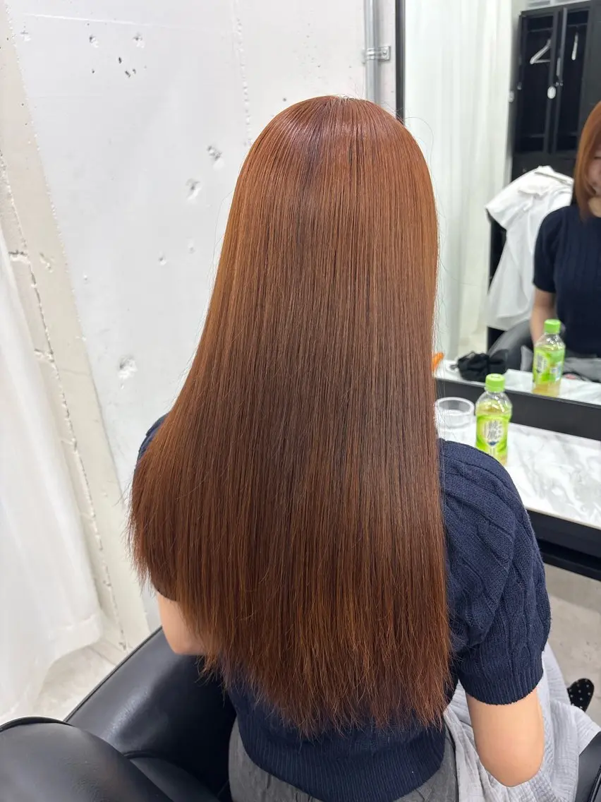 カラー オレンジ ヘアカラー 渋谷/ワンカラー MOCAのヘアスタイル