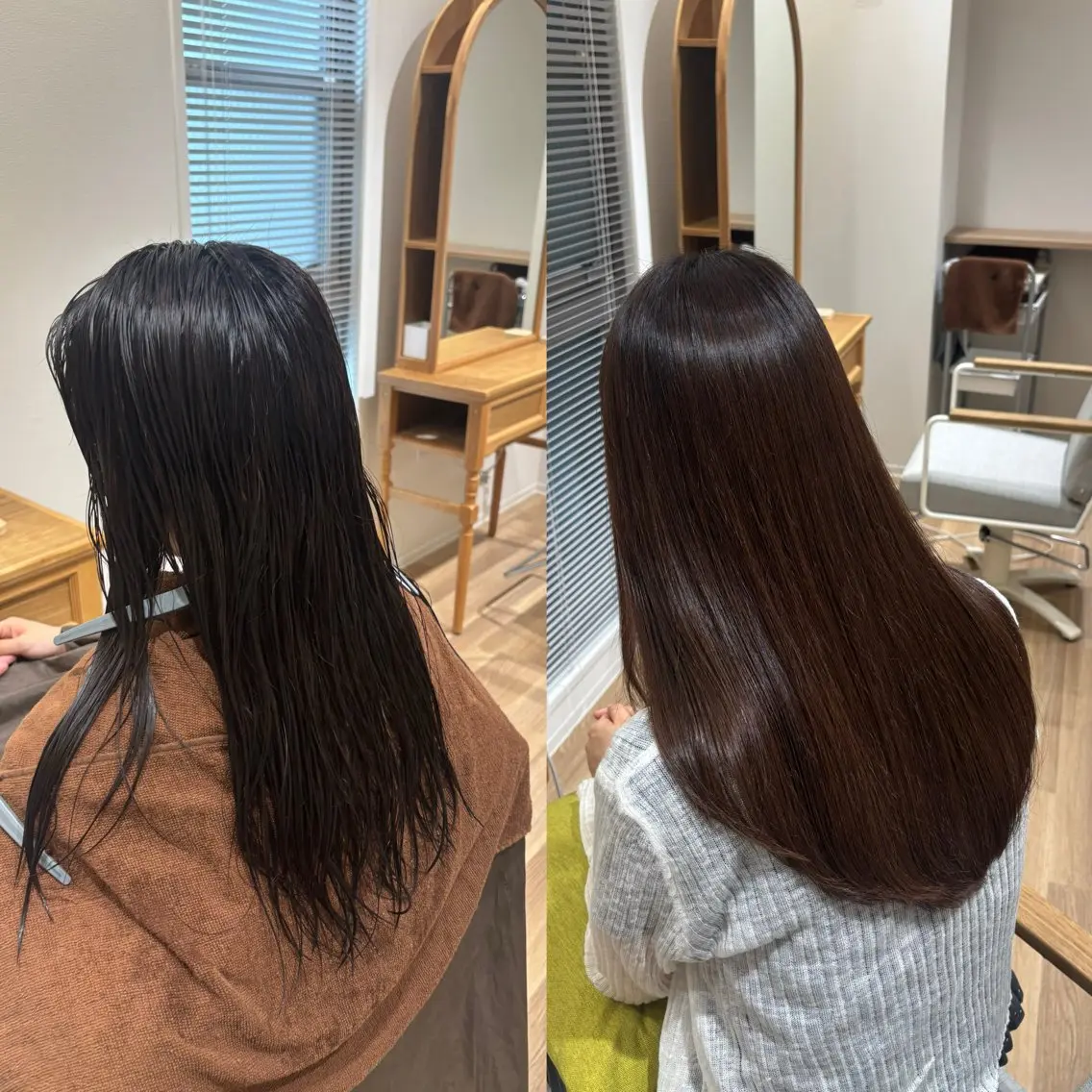 ロング カット 縮毛矯正 トリートメント RINNO🌷透明感 カラー/髪質改善のヘアスタイル