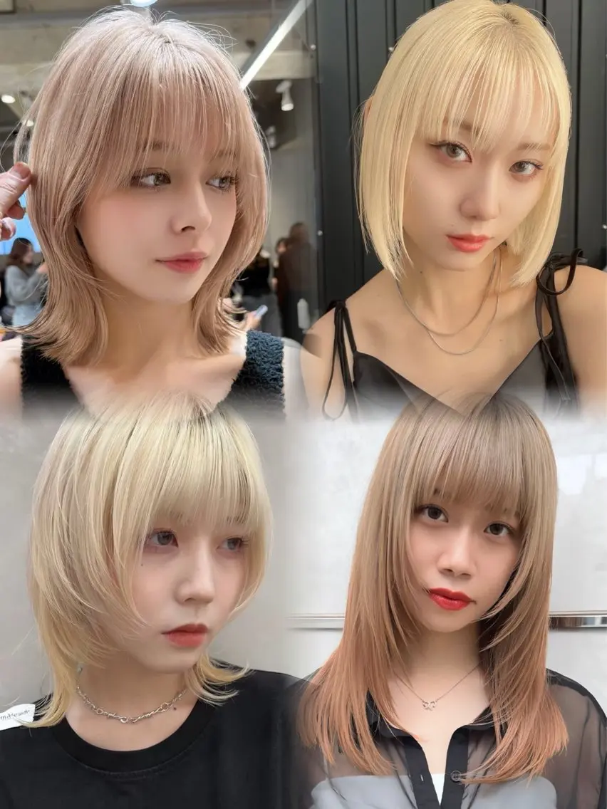 セミロング カラー パーマ ヘアアレンジ ダブルカラー/ベー ジュ/レイヤー/ハルのヘアスタイル