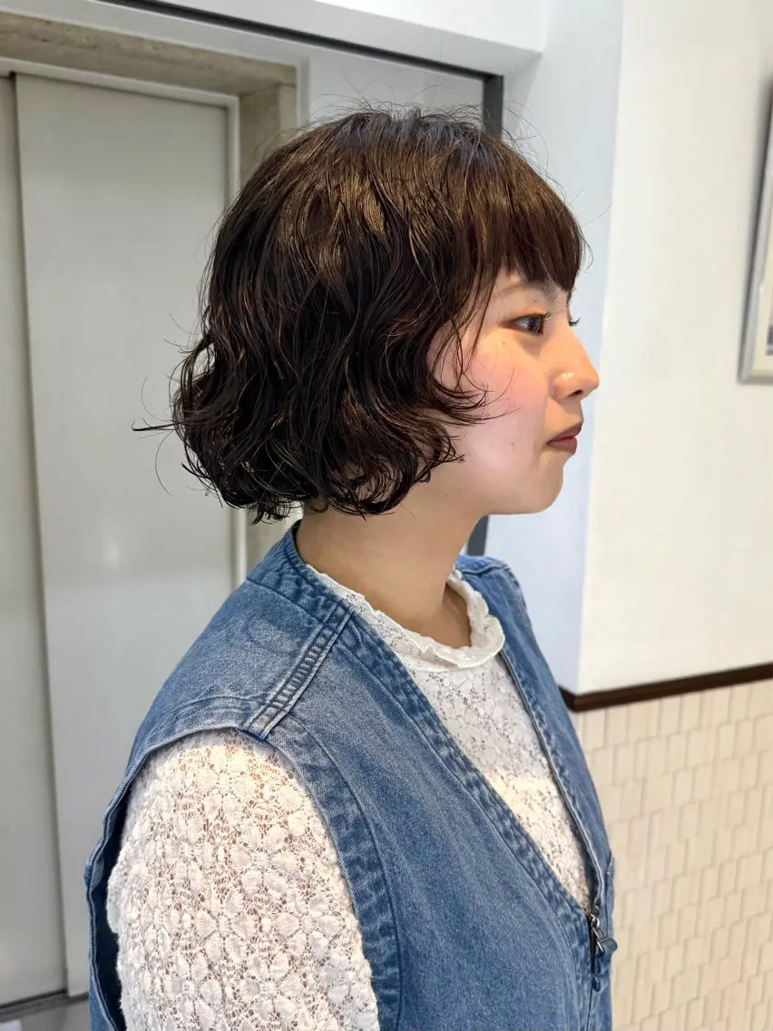 ショート パーマ ショートボブ ボブ ショートヘア カット パーマ トリートメント デジタルパーマ 🌀ボブ　萩原　龍のヘアスタイル