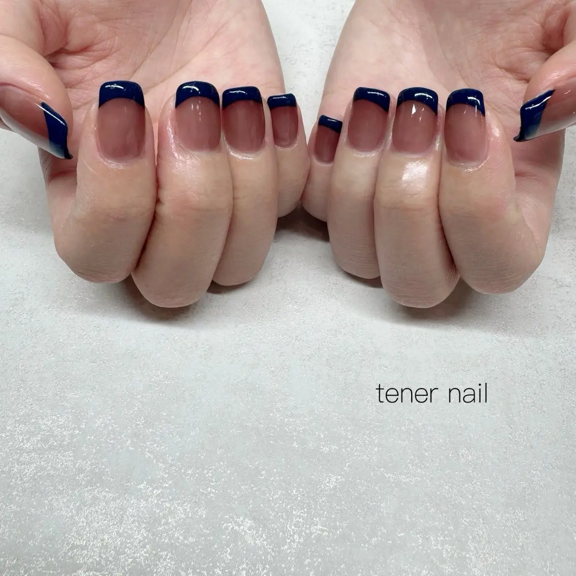 ネイル ブラウン フレンチネイル ネイビー ハンドネイル テネルネイル tener nailのネイルデザイン