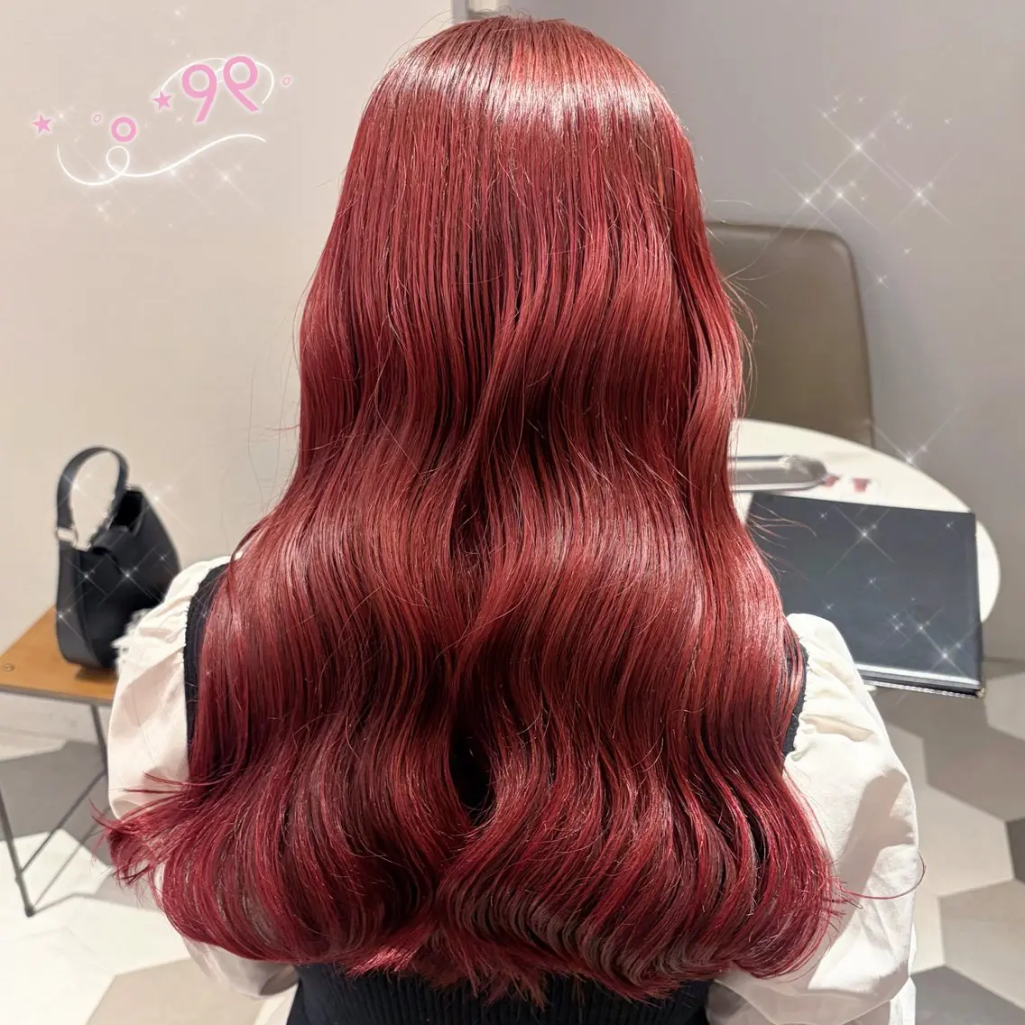ロング カラー ブリーチ ブリーチなしカラー レッドカラー ローズカラー ヘアカラー 顔周り/ガーリー /ヘアメ/あつはのヘアスタイル