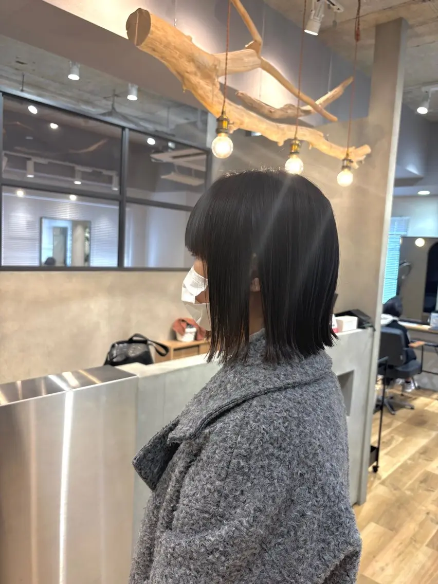 ショート 切りっぱなしボブ ボブ ワイドバング カット こうやま みるのヘアスタイル