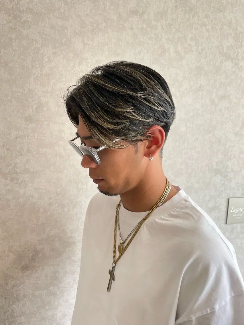 カラー メンズ メンズバレイヤージュ メンズブリーチ メンズハイライト メンズハイトーン バレイヤージュ ヘアカラー バレイヤージュ特化| Takuのヘアスタイル