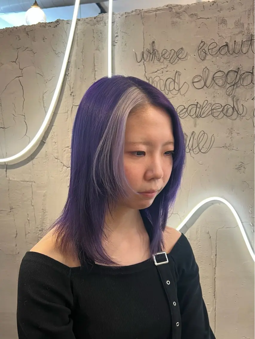 ミディアム カラー ブリーチ デザインカラー バイオレットカラー ヘアカラー トリートメント いぐちしょうた🫧 VISAGEbaskのヘアスタイル