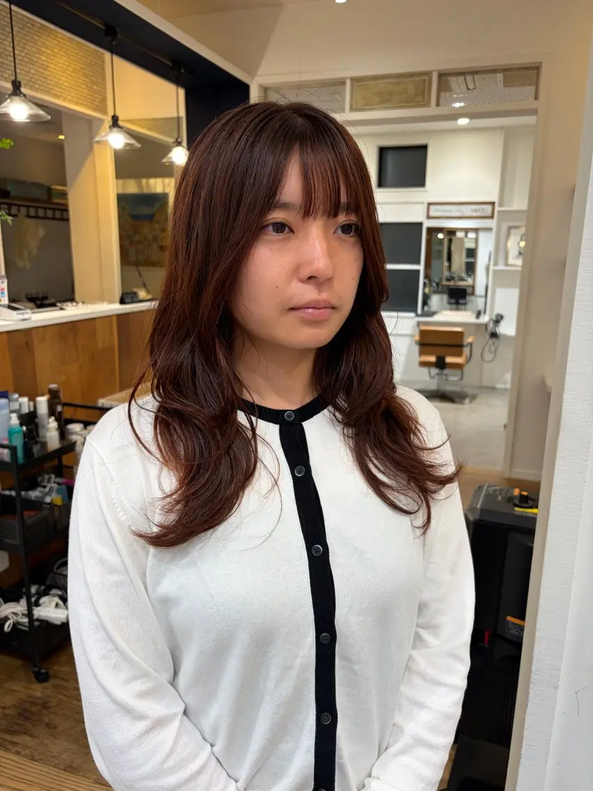 ロング カラー ヘアアレンジ ブリーチ オレンジ トリートメント カット ヘアカラー トリートメント 無料カットモデル‪✨ ✂️Nanami🌷のヘアスタイル