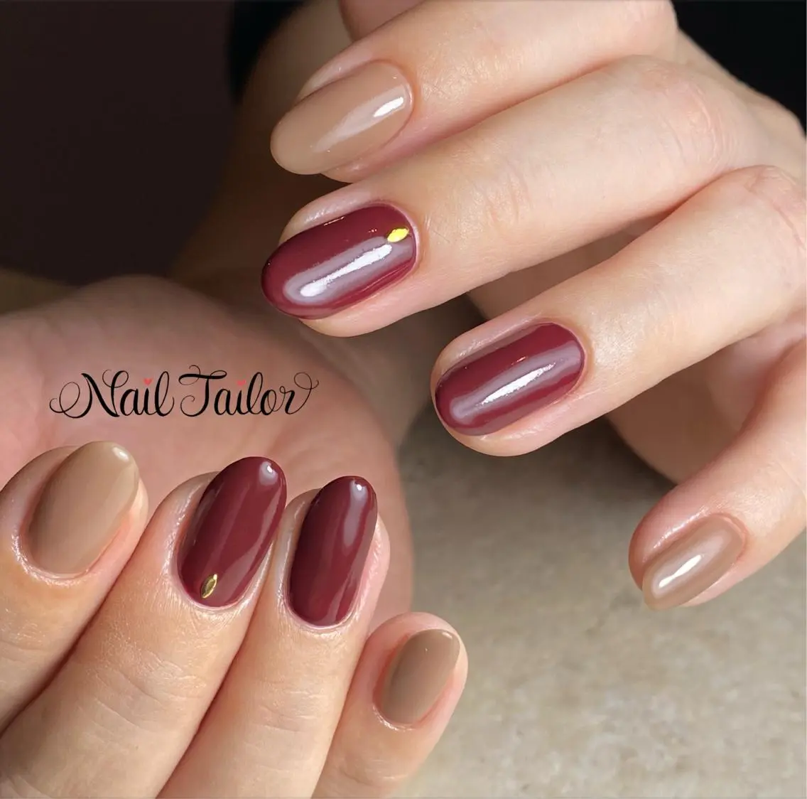ネイル ボルドー オフィスネイル ワンカラーネイル ハンドネイル NailTailor ネイルテイラーのネイルデザイン