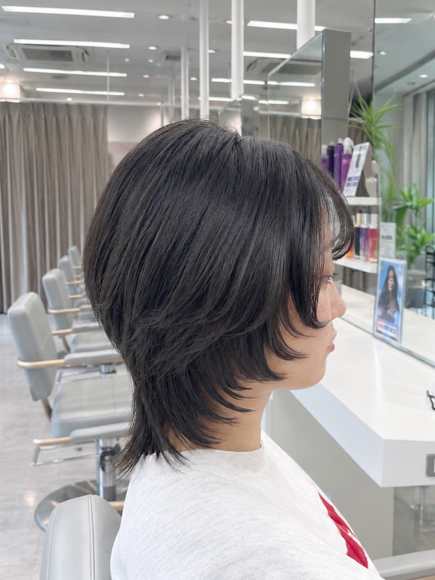 ミディアム レイヤーカット カット 縮毛矯正 トリートメント レイヤー/ウルフ/デ ザインカラー💎藤原のヘアスタイル