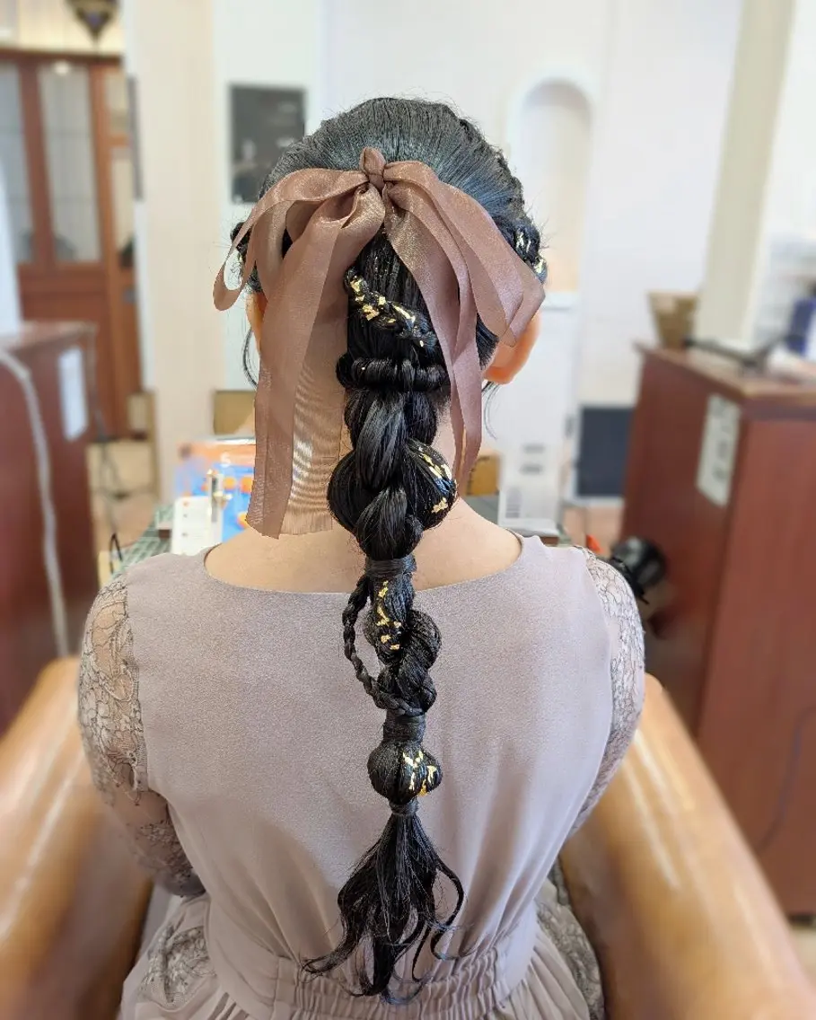 ロング ヘアアレンジ ポニーテール ヘアセット ブランシェ勝川南口店 石原 あゆみのマツエク・マツパデザイン
