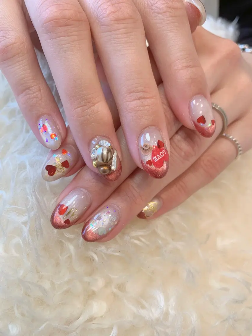 ネイル ハート バレンタイン ハンドネイル Sweets＆ nail みなこのネイルデザイン