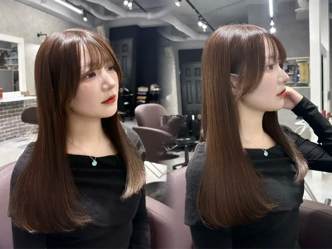 セミロング ミルクティーブラウン 髪質改善 カット ヘアカラー トリートメント あい❤︎ /髪質改善/韓国巻きのヘアスタイル
