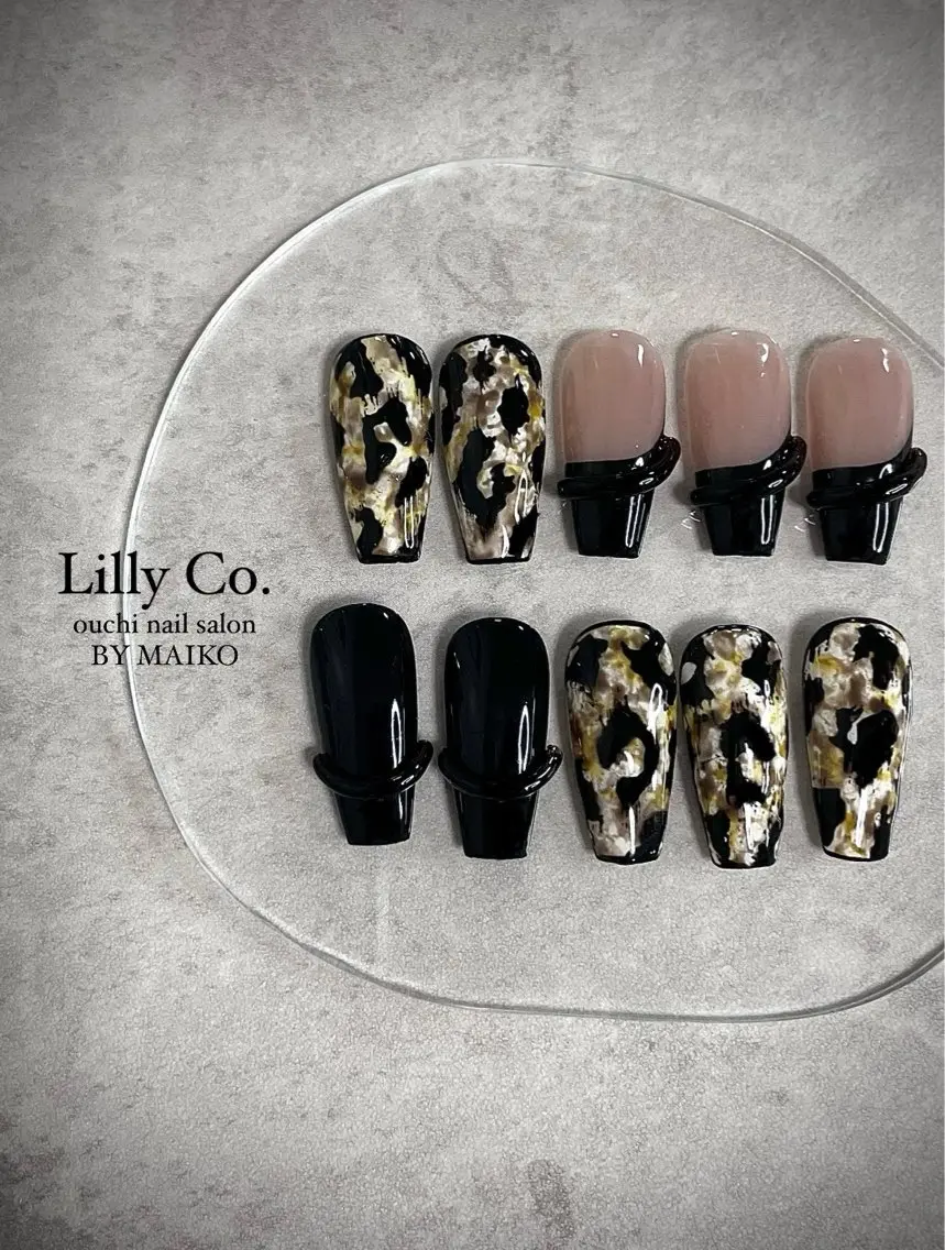 ネイル アニマル柄 ニュアンスネイル ハンドネイル ハンドケア Lilly Co.のネイルデザイン