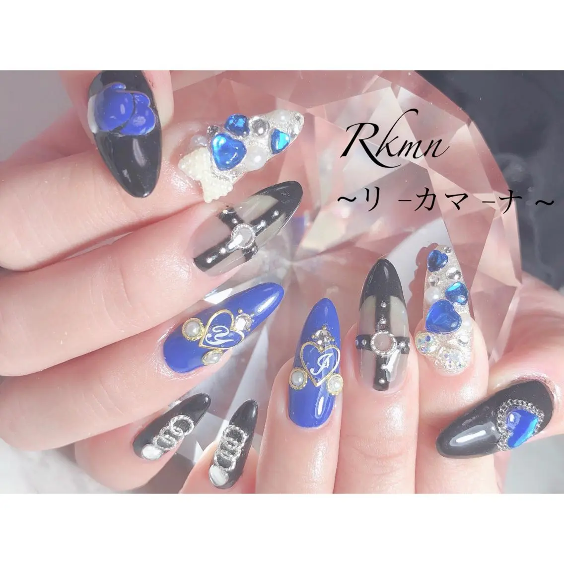ネイル アートネイル ブルー フレンチネイル ジェルネイル グラデーション Rkmn ~リ-カマ-ナ~のネイルデザイン