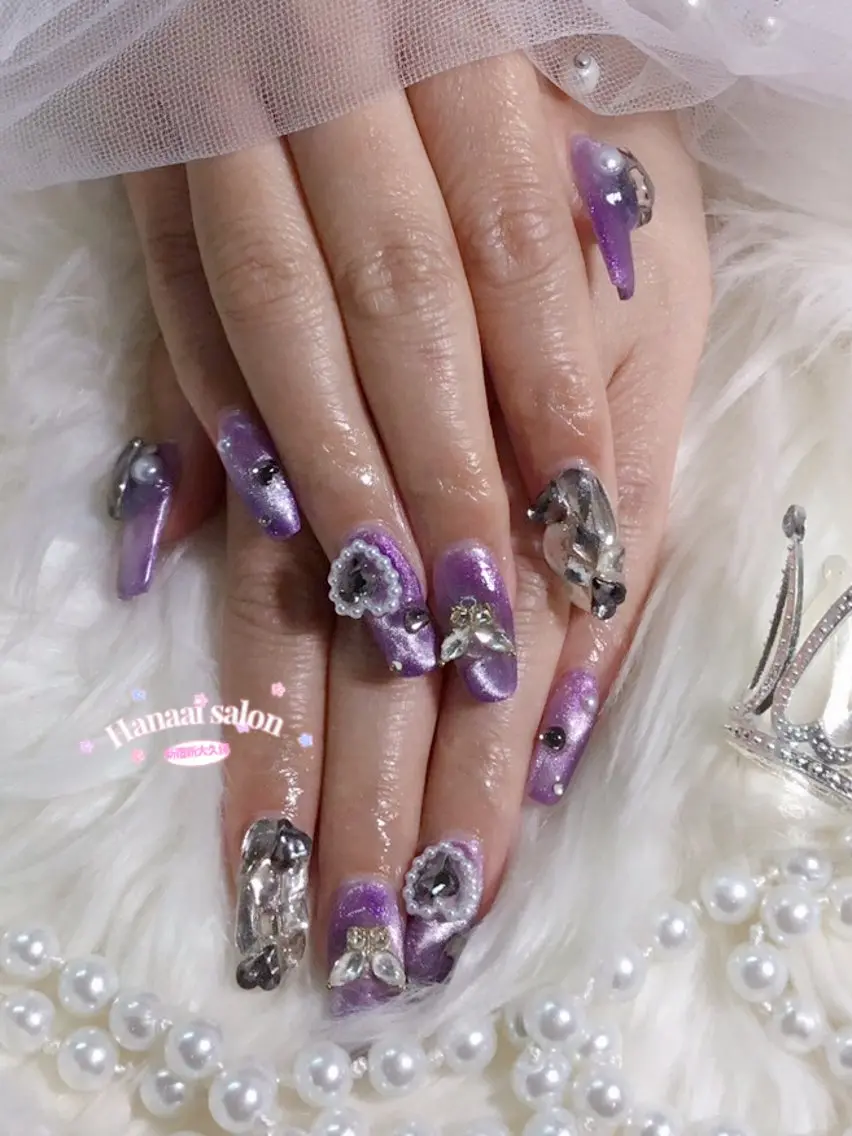 セミロング ハンドネイル Hanaai salon あまねのネイルデザイン