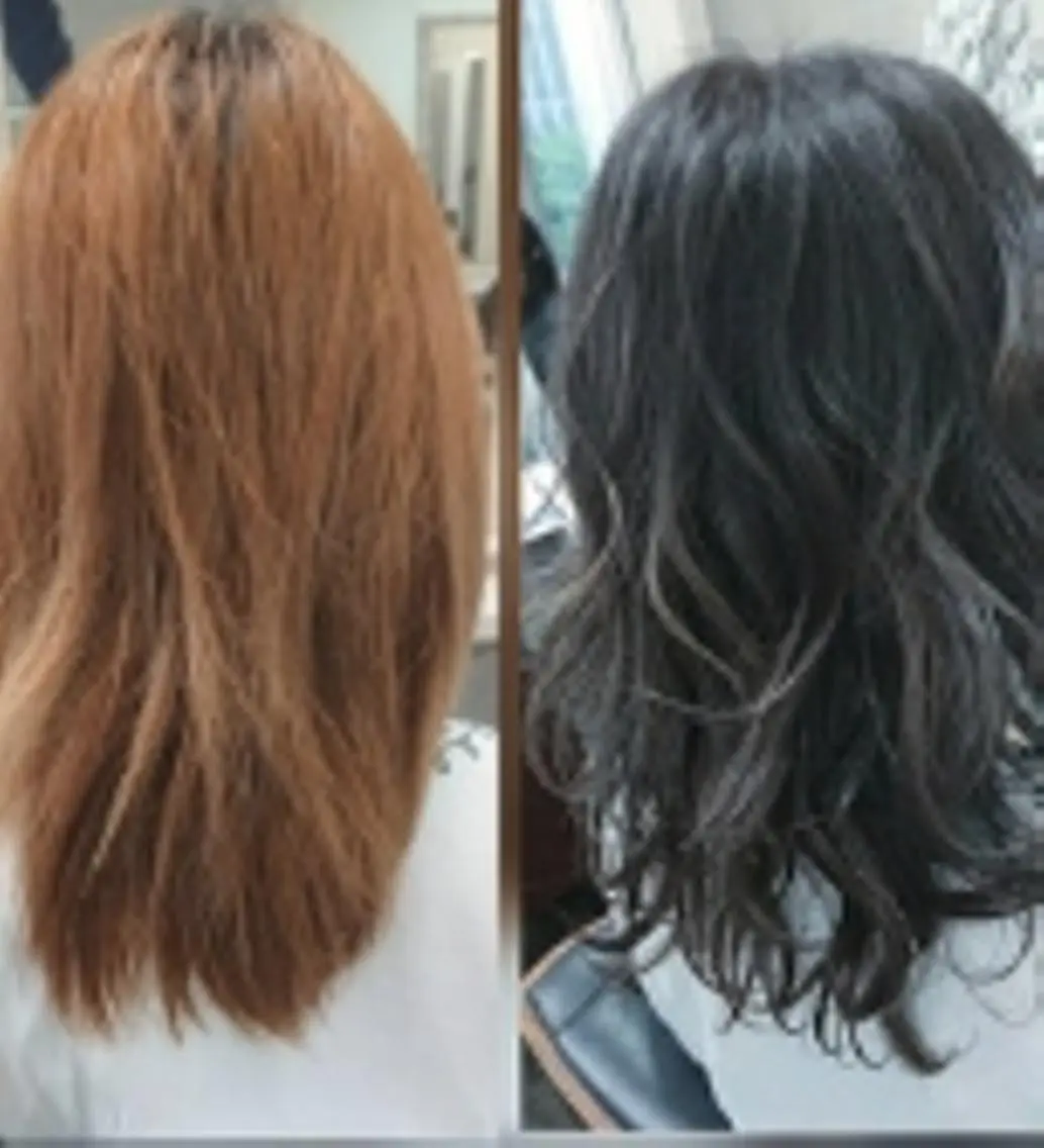 ロング カラー パーマ ヘアアレンジ チビ編み込みエクステ シールEXどぅ〜すのヘアスタイル