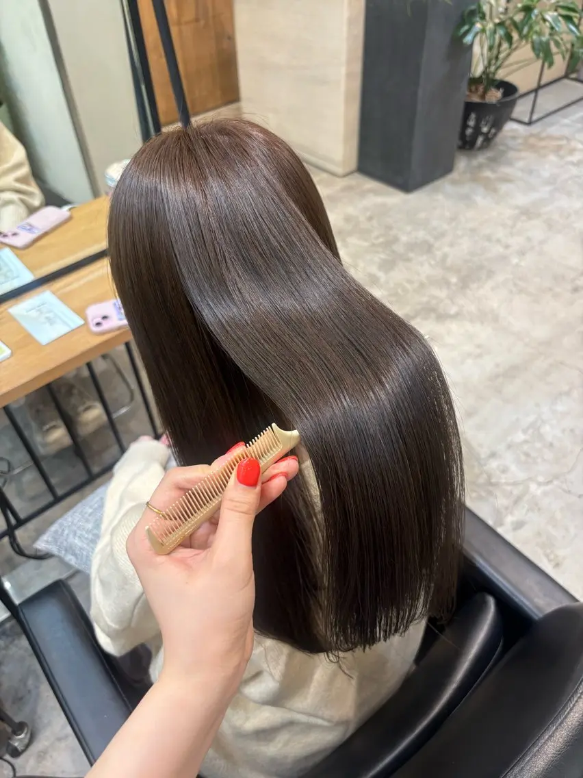 ロング カラー グレージュ オリーブグレージュ オリーブグレー ヘアカラー トリートメント 🐰メンズカット 募集中/ゆな🐰のヘアスタイル
