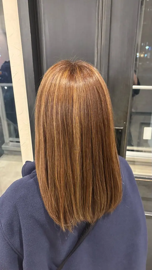 ミディアム カラー ベージュカラー 万司 来望のヘアスタイル