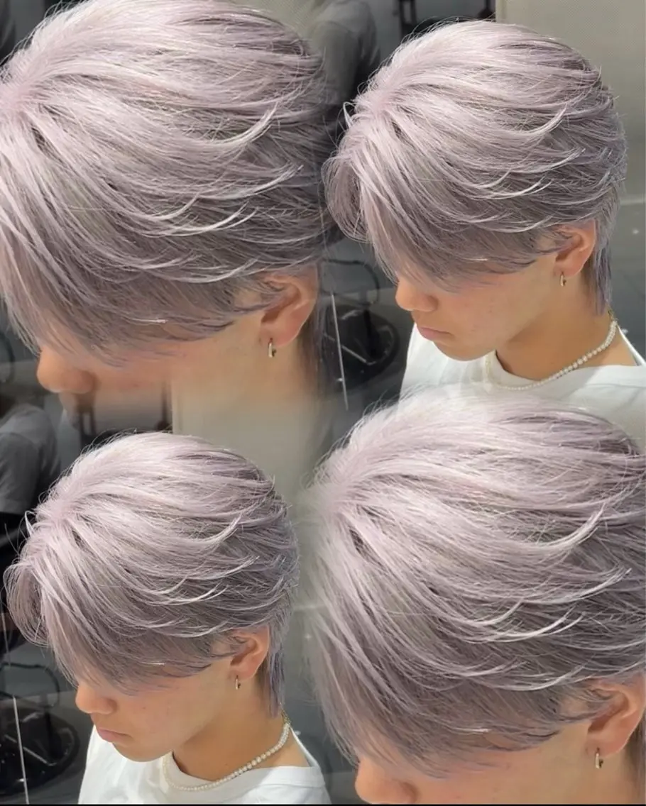 メンズ メンズブリーチ ヘアカラー トリートメント ヘッドスパ ハイトーン🌺韓国風 レイヤー🪽‪とわのヘアスタイル