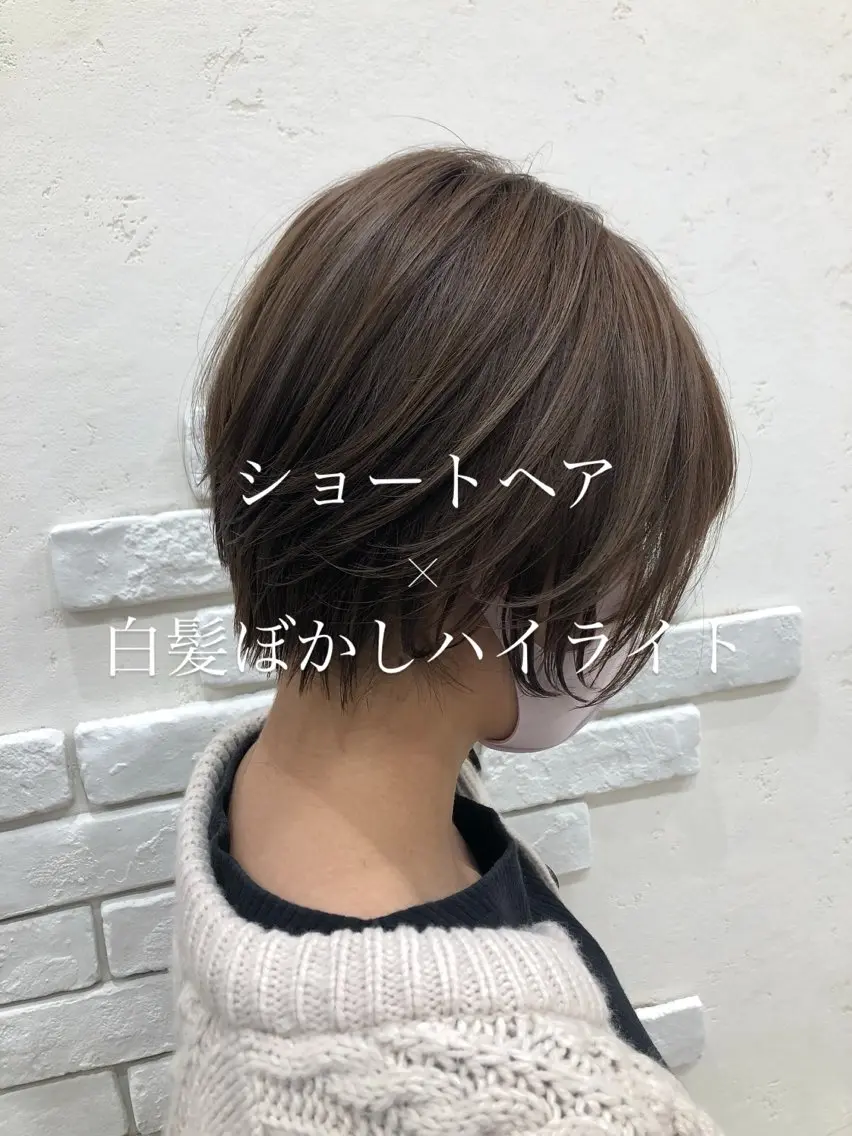 ショート カラー ショートヘア ヘアカラー 太白区/白髪ぼかし ハイライト/千葉達人のヘアスタイル