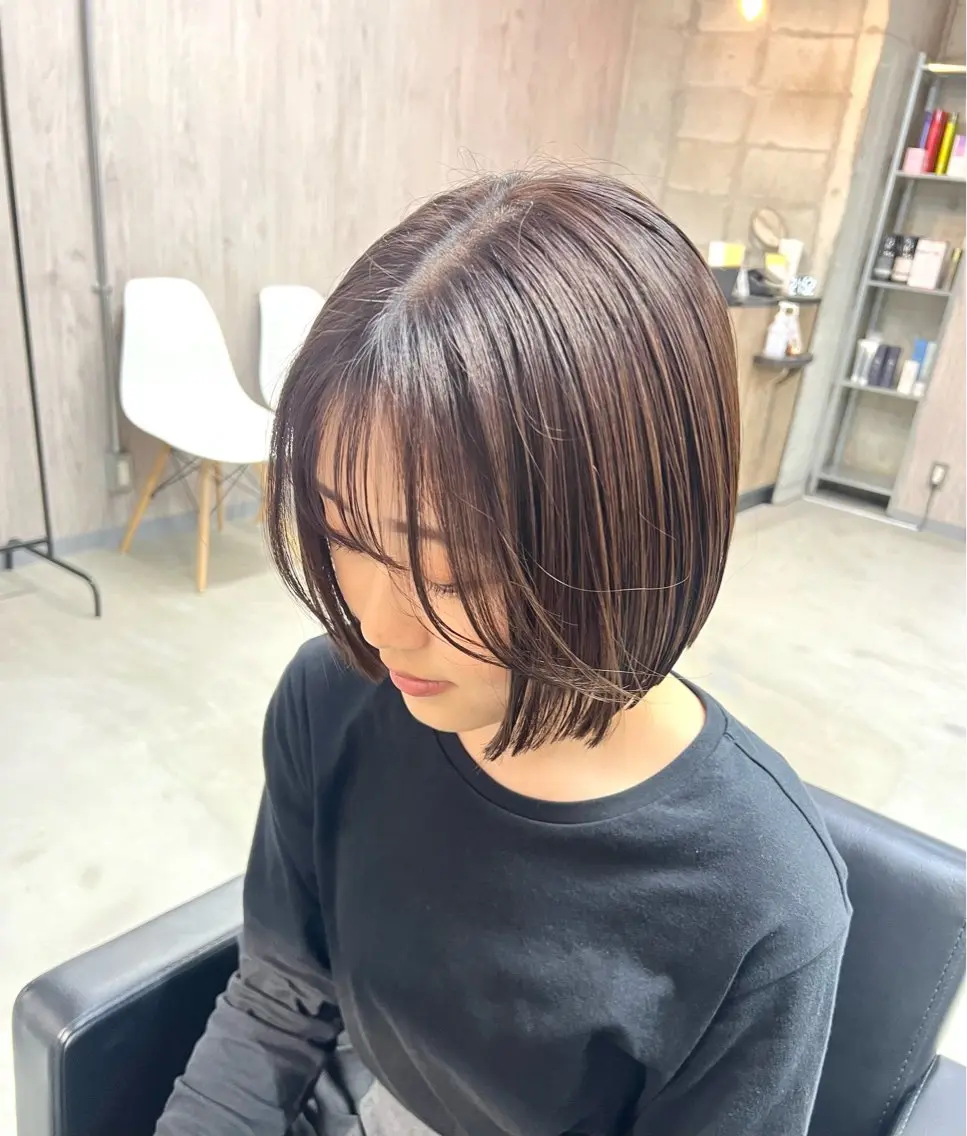 ショート カラー 切りっぱなしボブ ブラウンカラー ボブ ヘアカラー lafit kaede/韓国ヘアのヘアスタイル
