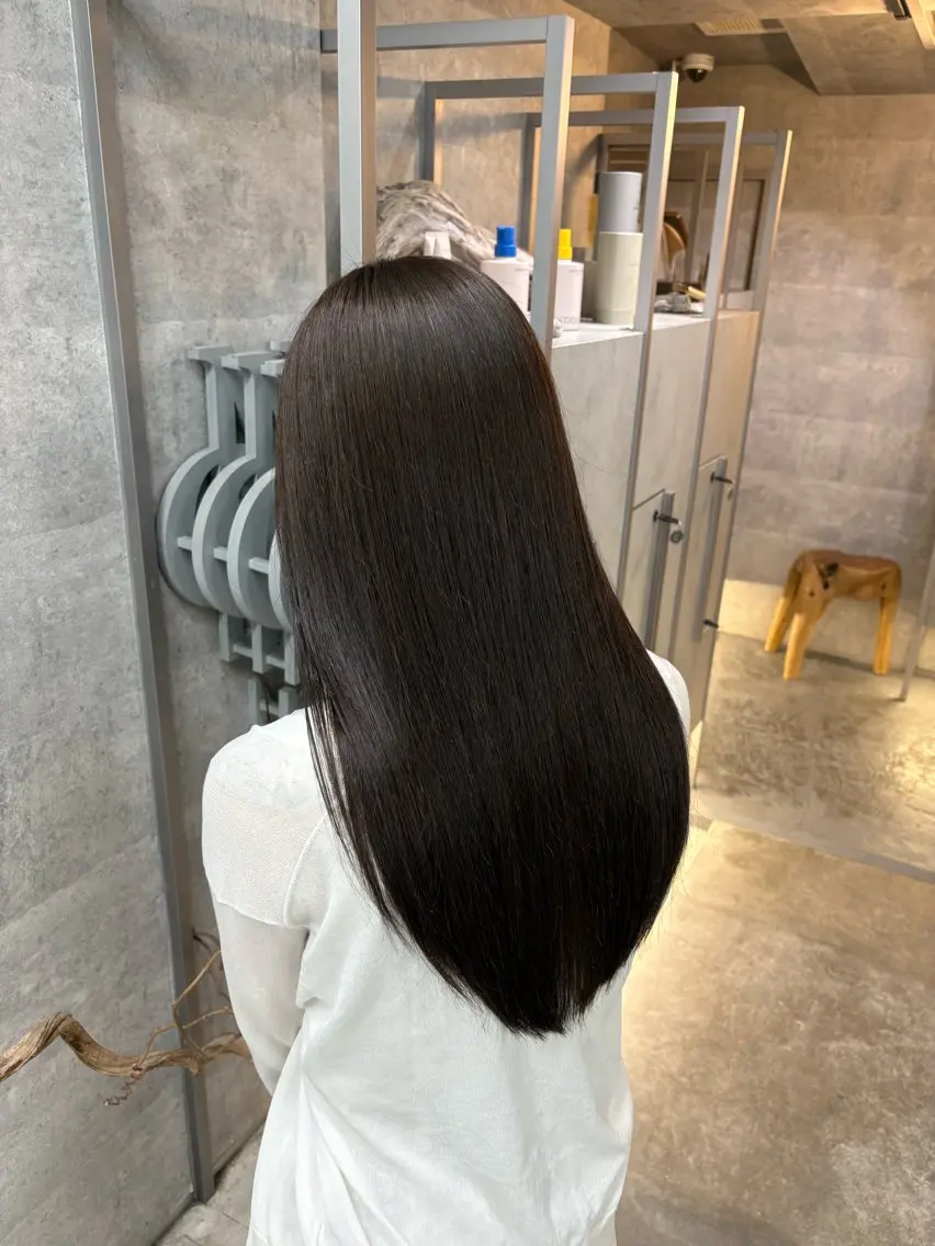 ロング カット ヘアカラー 縮毛矯正 Riho/髪質改善/ 透明感カラー🥣🤍のヘアスタイル