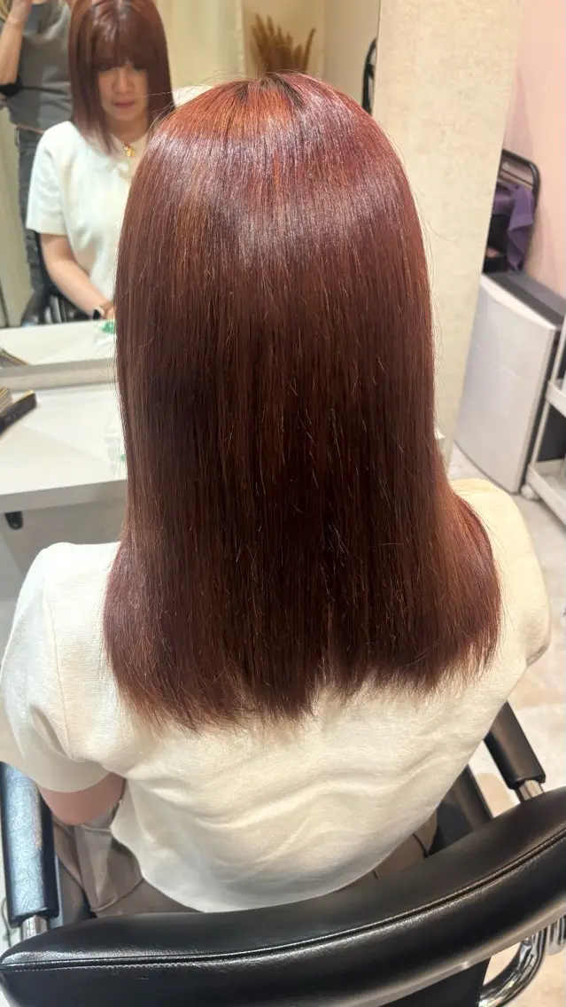 ミディアム ピンクブラウン ヘアカラー 髪質改善/水素カラー /梅田茶屋町/ほのかのヘアスタイル