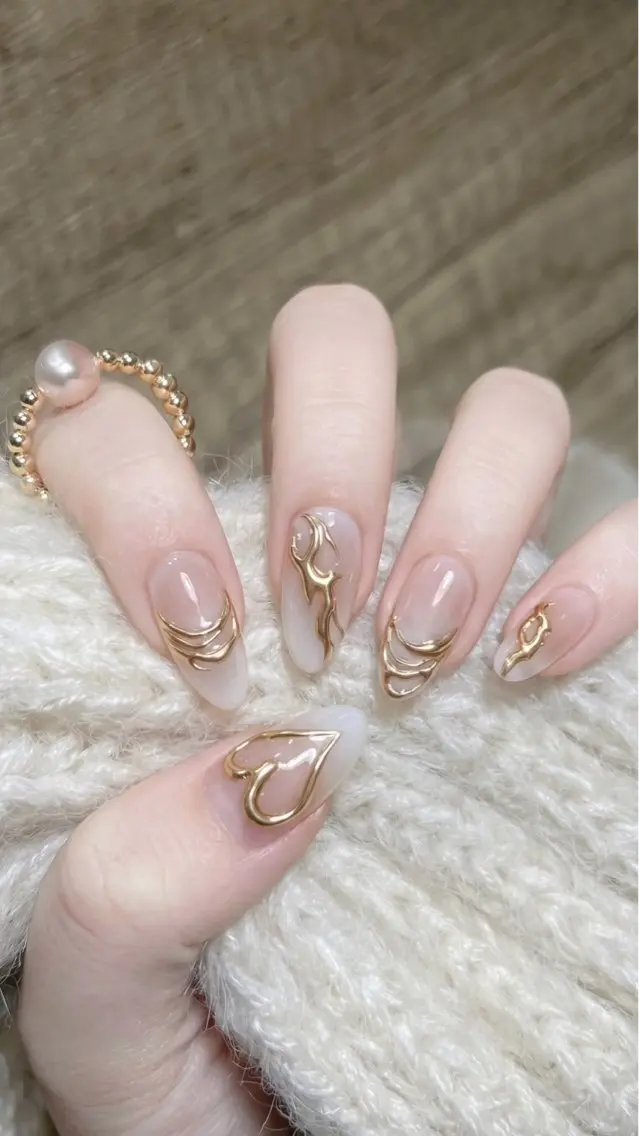 ネイル アートネイル チークネイル フレンチネイル ジェルネイル ガーリー HAPPI NAIL 大国町のネイルデザイン